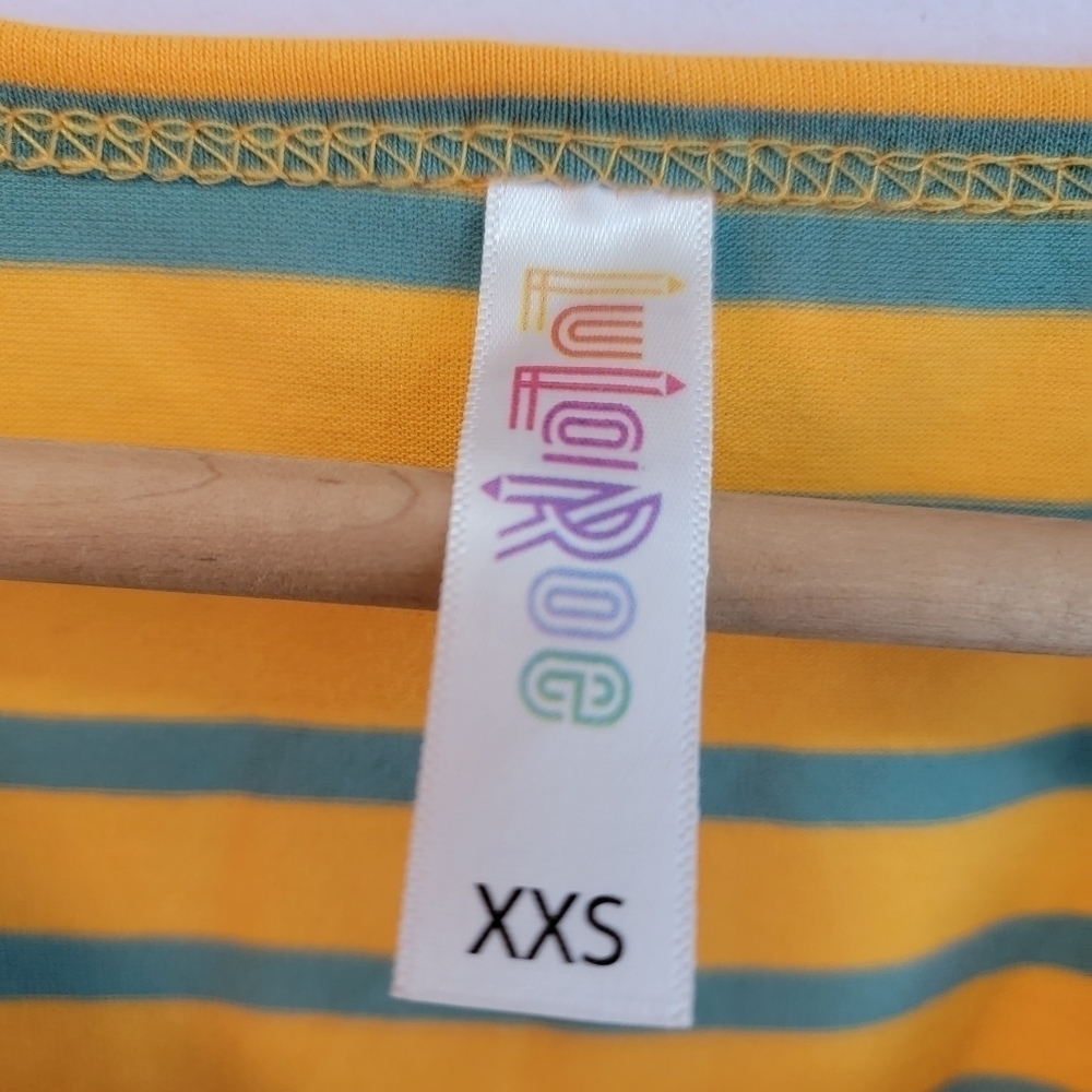 LulaRoe Yellow and Blue Stripe Long Sleeve Tee Shirt Size XXS - Picture 4 of 4